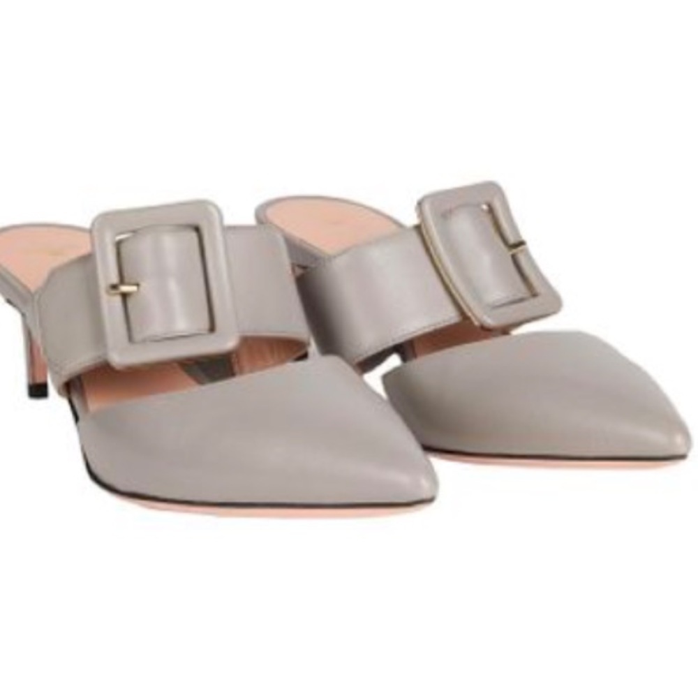 Bally Jemima buckle-detail mules Gray Kitten Heel Sz 37 US 7 Women - Picture 1 of 12